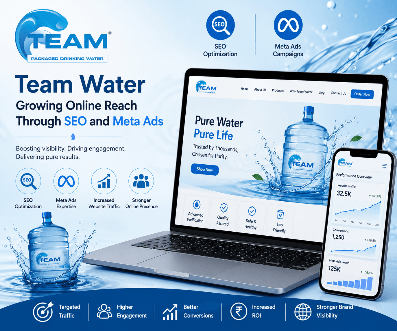 Team Water: Growing Online Reach Through SEO and Meta Ads
