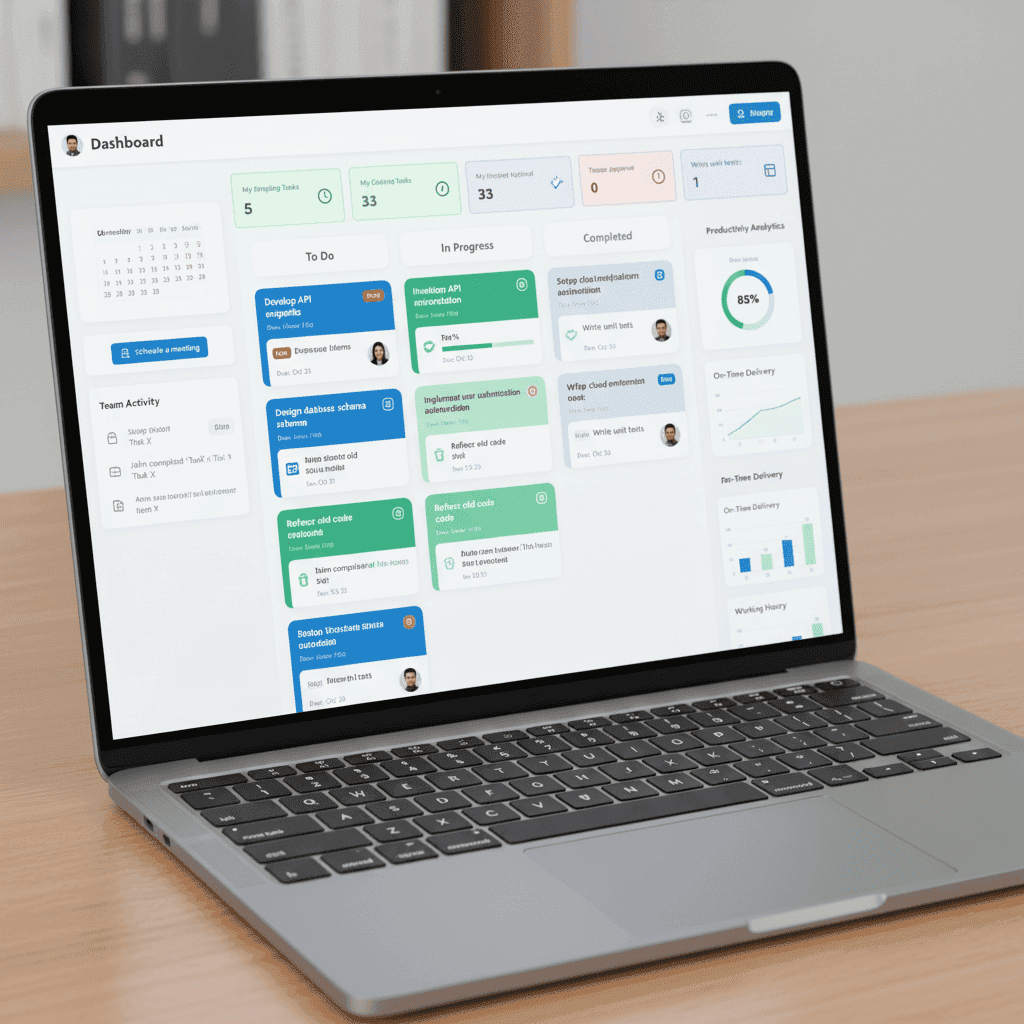 Task Management Software Dashboard for Team Collaboration and Project Tracking